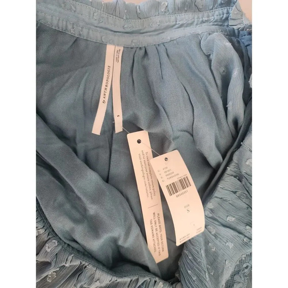 NWT By Anthropologie Long-Sleeve V-Neck Ruffled Tunic Dress Sz S TURQUOISE 9F410 - Picture 8 of 11